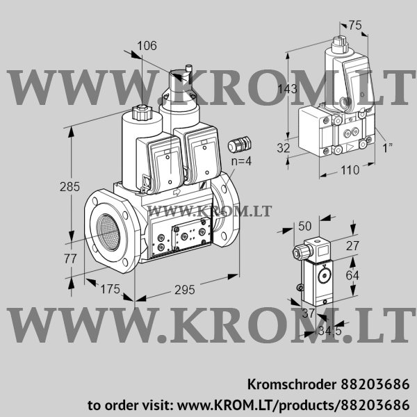 Kromschroder VCS 665F05NLWR3E/PP3P/PPZ-, 88203686 double solenoid valve, 88203686