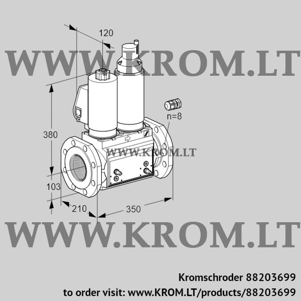 Kromschroder VCS 8100F05NLWGL3B/MPPM/PPPP, 88203699 double solenoid valve, 88203699