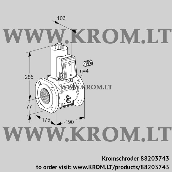 Kromschroder VAS 665F05NW3B/MM/MM, 88203743 gas solenoid valve, 88203743