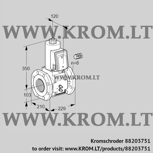 Kromschroder VAS 8100F05NW3B/MM/MM, 88203751 gas solenoid valve, 88203751