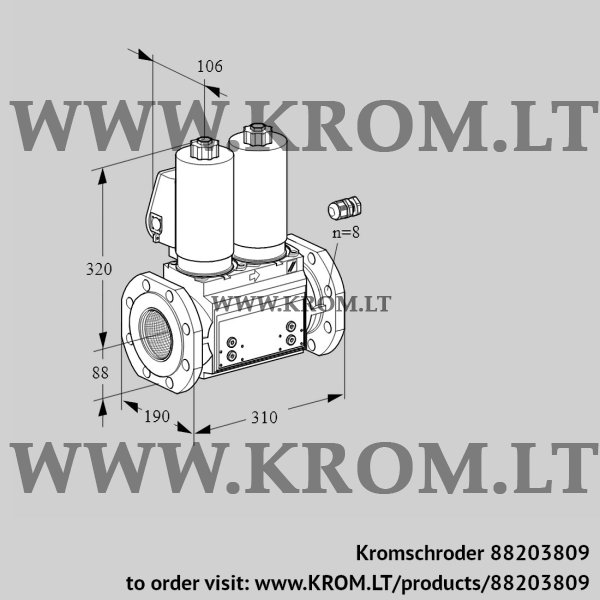 Kromschroder VCS 780F05NNKSL3B/PPPP/PPPP, 88203809 double solenoid valve, 88203809