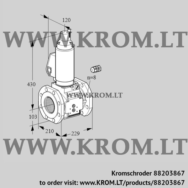 Kromschroder VAS 8100F05LWGL3B/PP/PP, 88203867 gas solenoid valve, 88203867