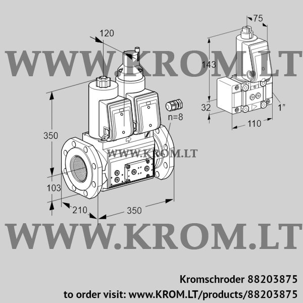 Kromschroder VCS 8100F05NLWR3E/PPPP/PPZ-, 88203875 double solenoid valve, 88203875