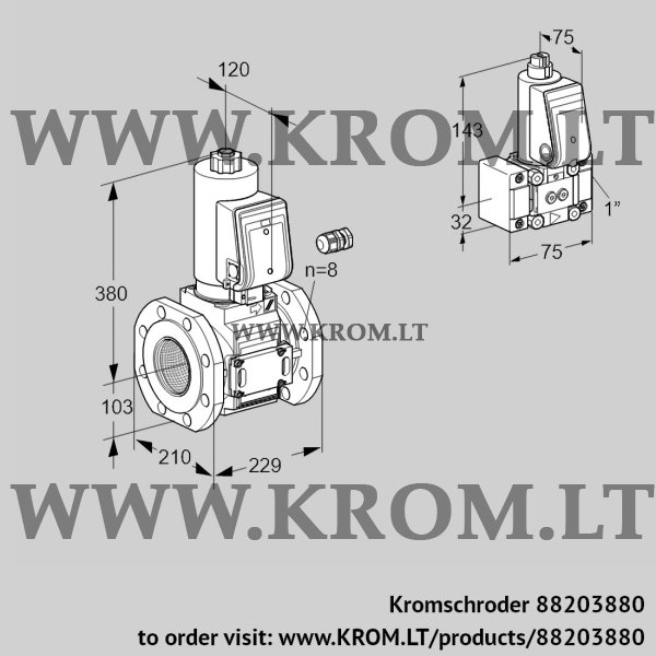 Kromschroder VAS 8100F05NWSR3E/Z-/PP, 88203880 gas solenoid valve, 88203880