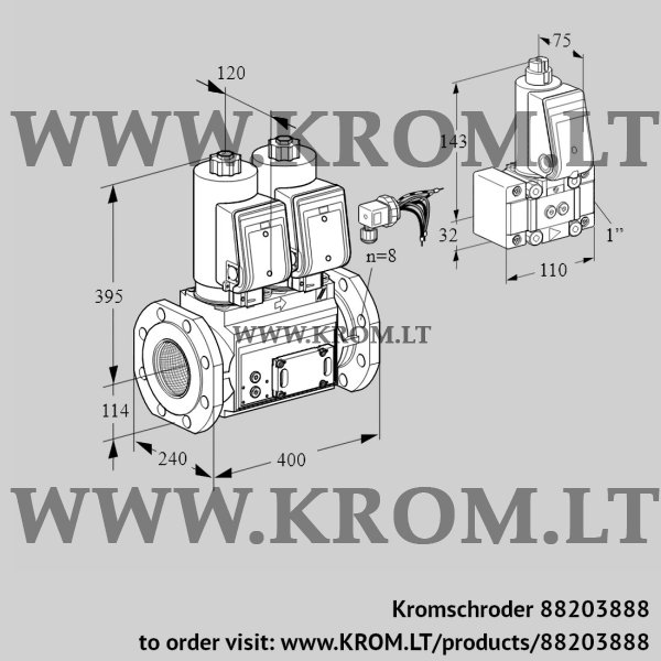 Kromschroder VCS 9125F05NNASRE/PPZ-/PPPP, 88203888 double solenoid valve, 88203888