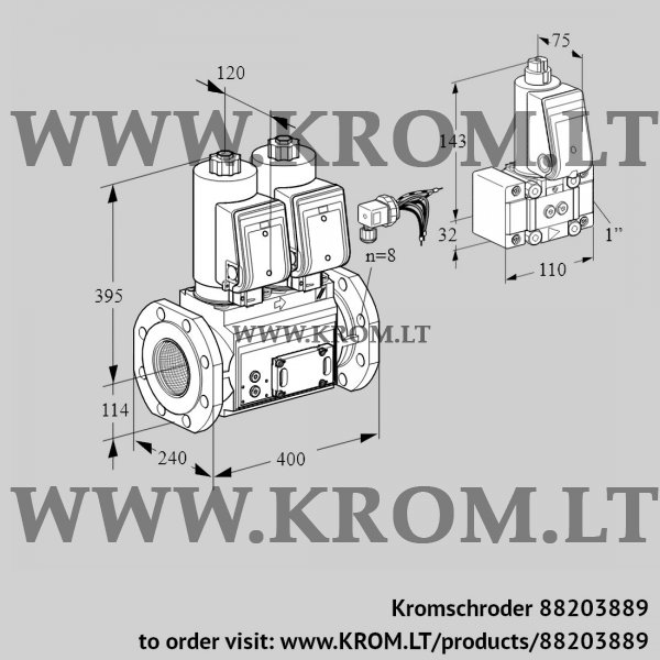 Kromschroder VCS 9125F05NNASRE/PPZ-/PPPP, 88203889 double solenoid valve, 88203889