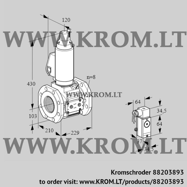 Kromschroder VAS 8T100A05LQSLE/PP/34, 88203893 gas solenoid valve, 88203893