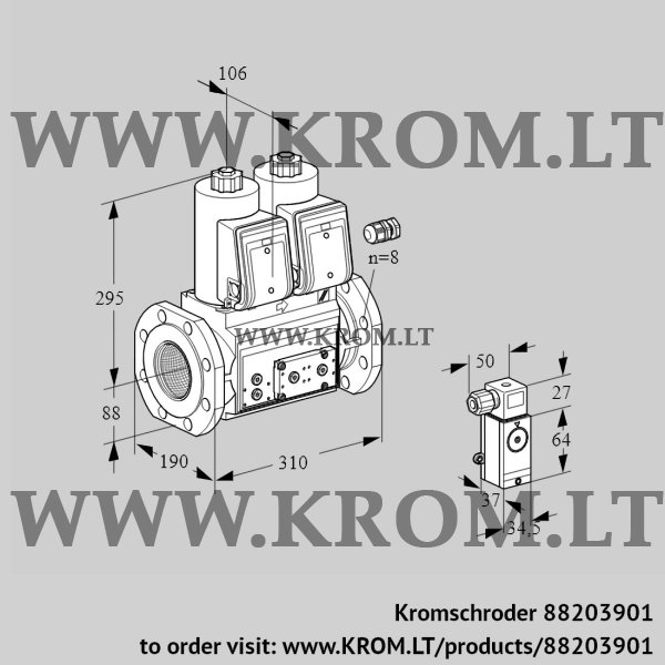 Kromschroder VCS 780F05NNWR3E/PPPP/2-4P, 88203901 double solenoid valve, 88203901