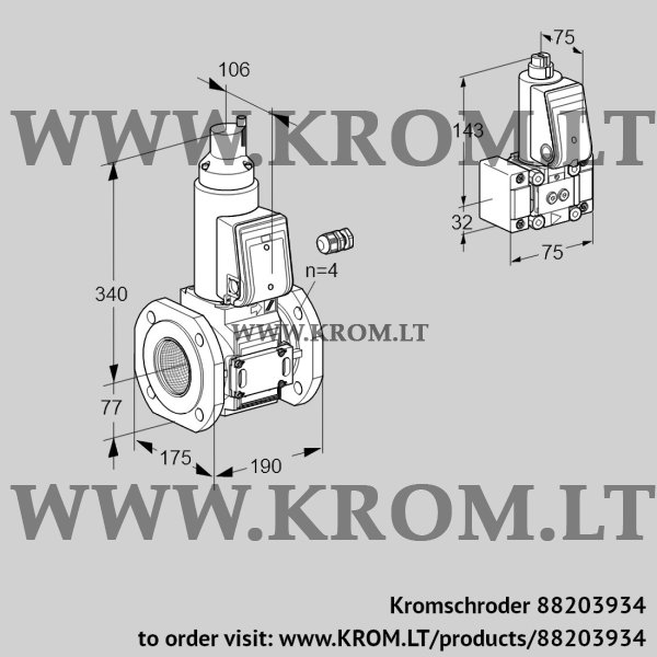 Kromschroder VAS 665F05LW3E/B-/PP, 88203934 gas solenoid valve, 88203934