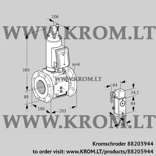 Kromschroder VAS 7T80A05LQSRB/3-/P4, 88203944 gas solenoid valve, 88203944