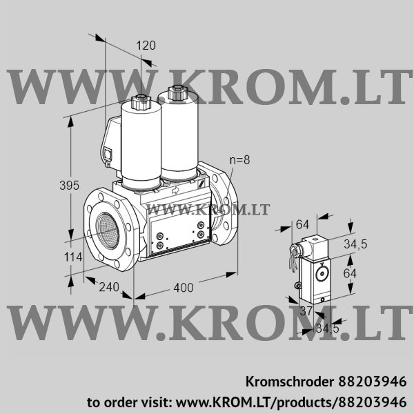 Kromschroder VCS 9T125A05NNAGLB/PPPP/2-P4, 88203946 double solenoid valve, 88203946