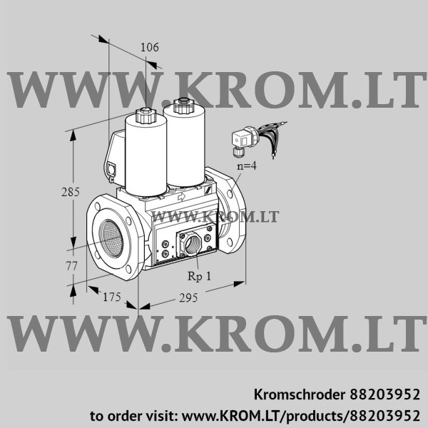 Kromschroder VCS 665F05NNKLE/PPEP/PPPP, 88203952 double solenoid valve, 88203952