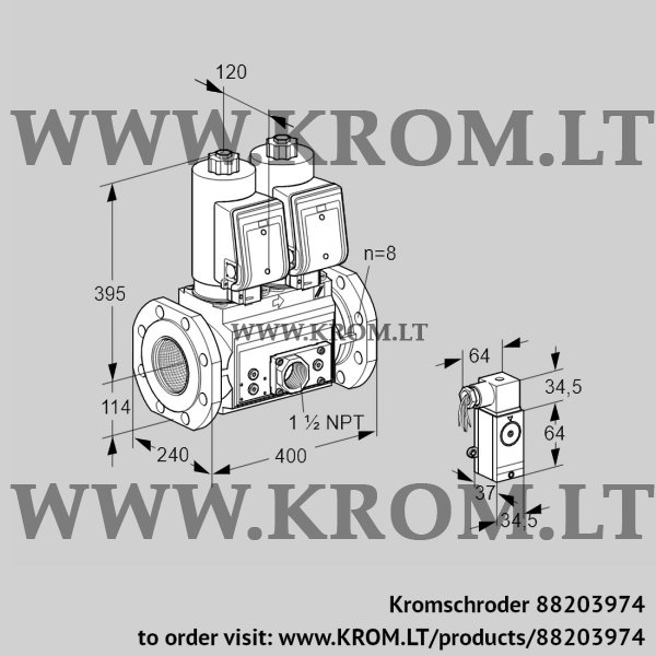 Kromschroder VCS 9T125A05NNAGRE/P3VP/MMMM, 88203974 double solenoid valve, 88203974