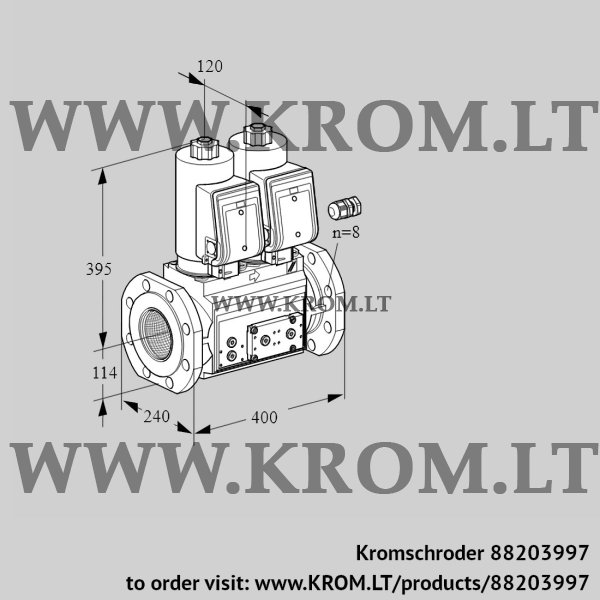 Kromschroder VCS 9125F05NNAGR3E/PPPP/PPEP, 88203997 double solenoid valve, 88203997