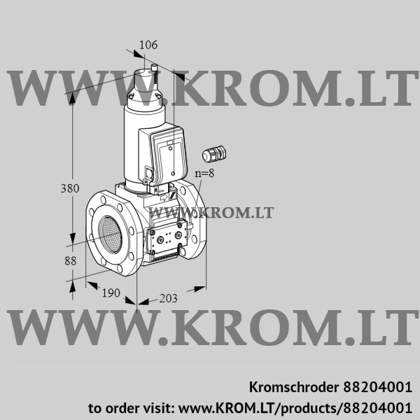 Kromschroder VAS 780F05LWSR3E/PP/PP, 88204001 gas solenoid valve, 88204001