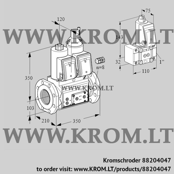 Kromschroder VCS 8100F05NLKR3E/PPPP/PPZ-, 88204047 double solenoid valve, 88204047