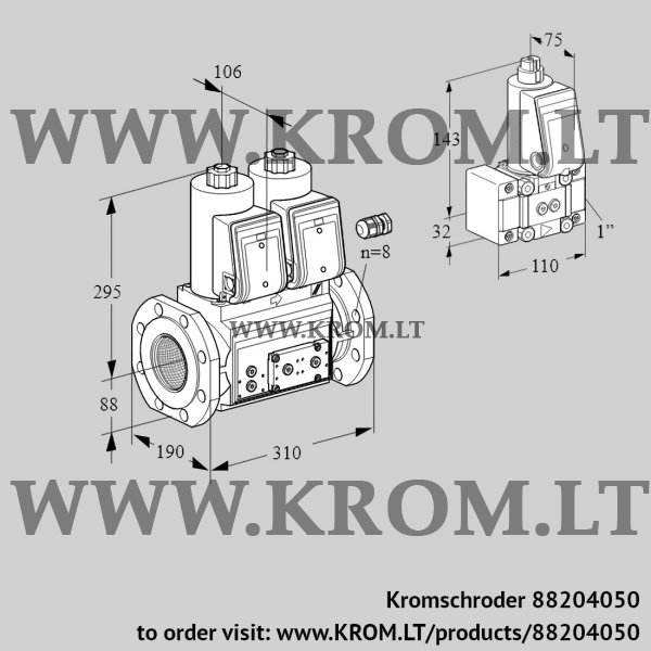 Kromschroder VCS 780F05NNWR3E/PPPP/PPZ-, 88204050 double solenoid valve, 88204050