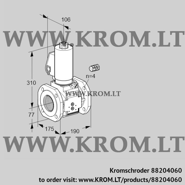 Kromschroder VAS 665F05NWGL3B/PP/PP, 88204060 gas solenoid valve, 88204060