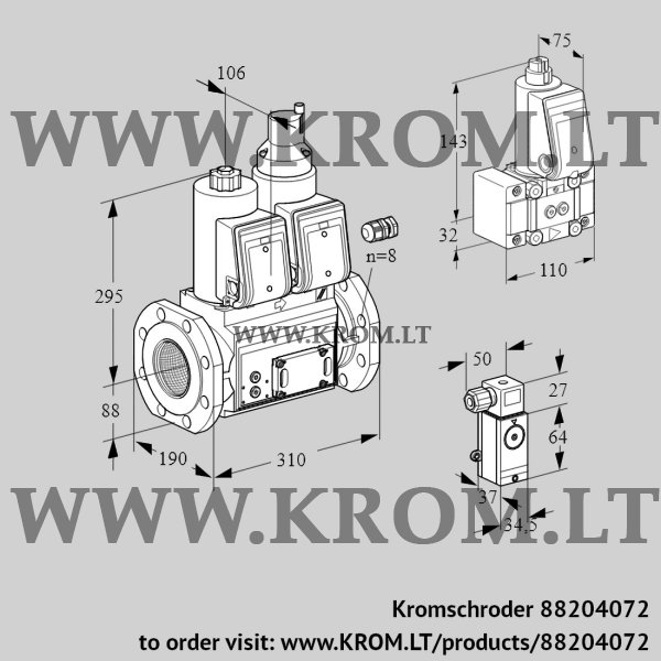 Kromschroder VCS 780F05NLWR3E/4-B-/2-PP, 88204072 double solenoid valve, 88204072