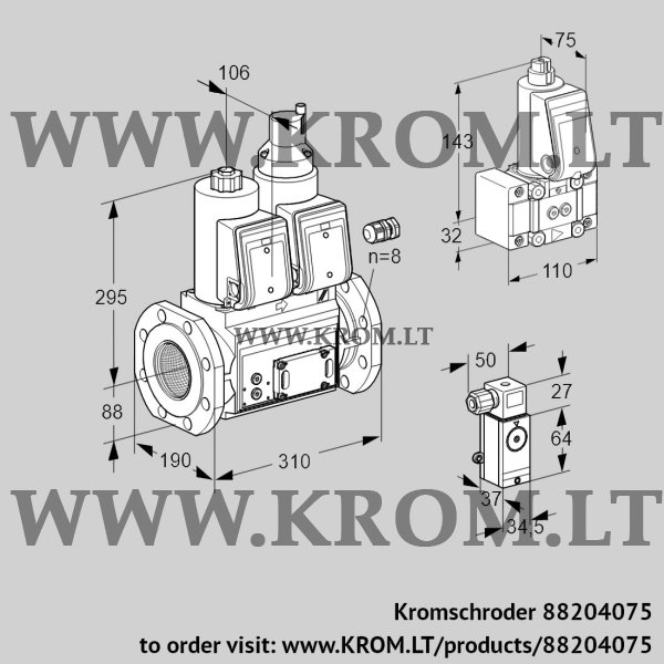 Kromschroder VCS 780F05NLWR3E/4-B-/2-P2, 88204075 double solenoid valve, 88204075