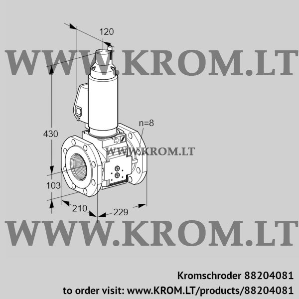 Kromschroder VAS 8T100A05LQSLB/PP/PP, 88204081 gas solenoid valve, 88204081