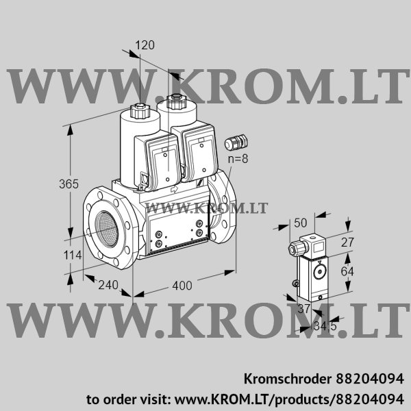 Kromschroder VCS 9125F05NNAR3B/4-4-/PPPP, 88204094 double solenoid valve, 88204094