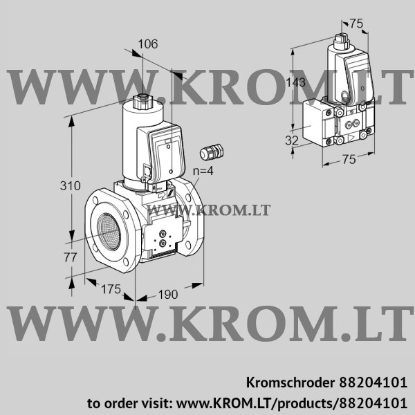 Kromschroder VAS 665F05NWSR3E/EM/B-, 88204101 gas solenoid valve, 88204101