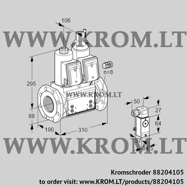 Kromschroder VCS 780F05NLWR3B/4-PP/2-P2, 88204105 double solenoid valve, 88204105