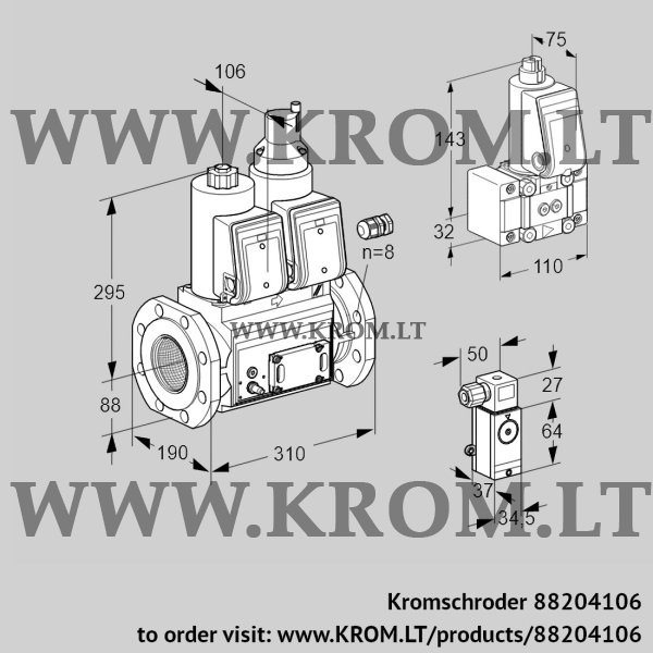 Kromschroder VCS 780F05NLWR3E/PMB-/2-EM, 88204106 double solenoid valve, 88204106