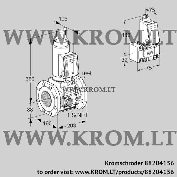 Kromschroder VAS 7T80A05LQGRE/VP/B-, 88204156 gas solenoid valve, 88204156