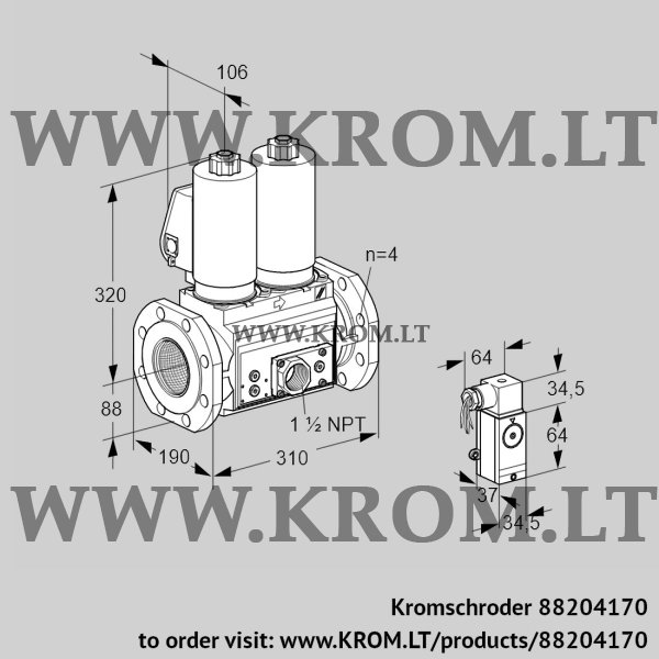 Kromschroder VCS 7T80A05NNWSLE/PPVP/2-P3, 88204170 double solenoid valve, 88204170