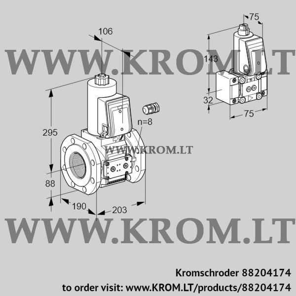 Kromschroder VAS 780F05NW3E/PP/B-, 88204174 gas solenoid valve, 88204174