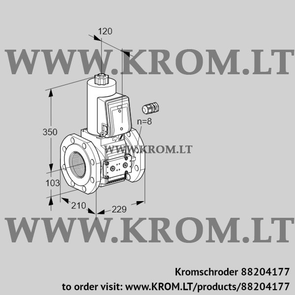 Kromschroder VAS 8100F05NW3E/PP/PP, 88204177 gas solenoid valve, 88204177