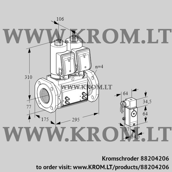 Kromschroder VCS 6T65A05NNQSRB/MMMM/MM4-, 88204206 double solenoid valve, 88204206