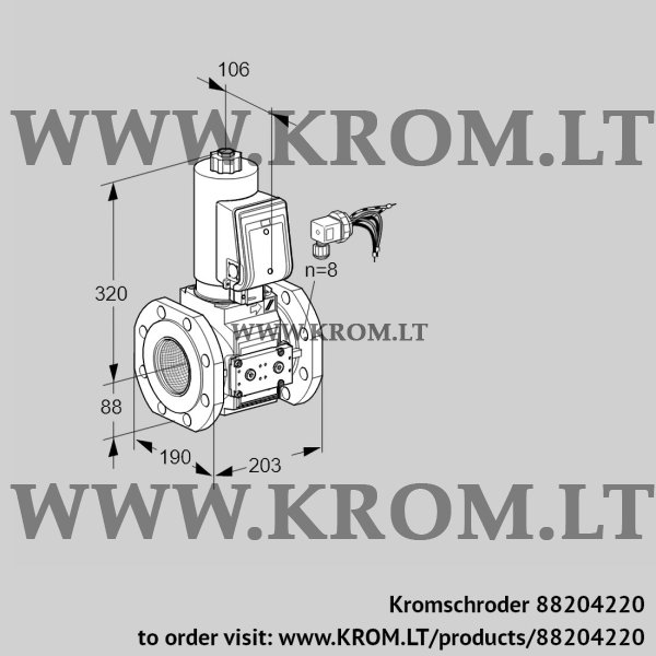 Kromschroder VAS 780F05NKGRE/PP/PP, 88204220 gas solenoid valve, 88204220