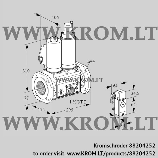 Kromschroder VCS 6T65A05NLQSLE/PPVP/3-4P, 88204252 double solenoid valve, 88204252