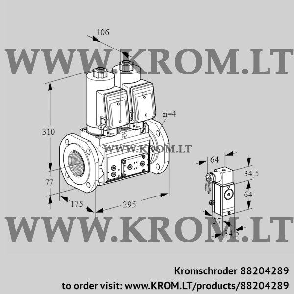 Kromschroder VCS 6T65A05NNQSRE/PPPP/4-PP, 88204289 double solenoid valve, 88204289