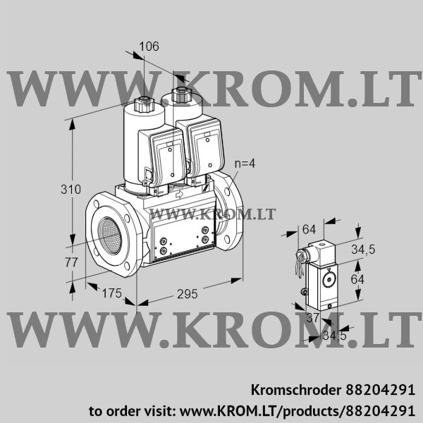 Kromschroder VCS 6T65A05NNQSRB/PPP4/4-PP, 88204291 double solenoid valve, 88204291