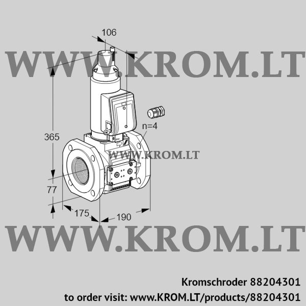 Kromschroder VAS 665F05LWGR3E/PP/PP, 88204301 gas solenoid valve, 88204301