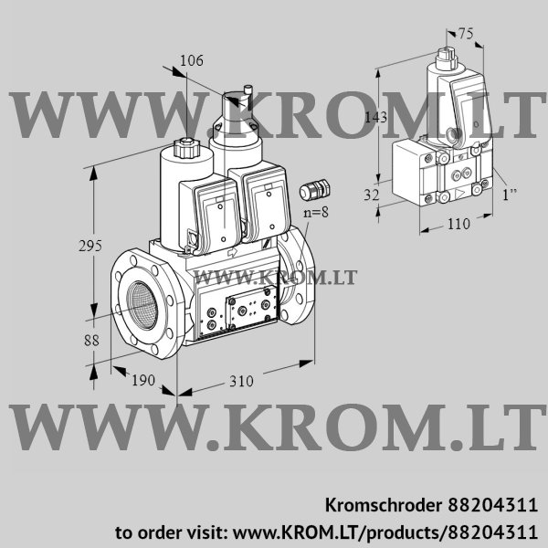 Kromschroder VCS 780F05NLWR3E/PPPP/PPZ-, 88204311 double solenoid valve, 88204311