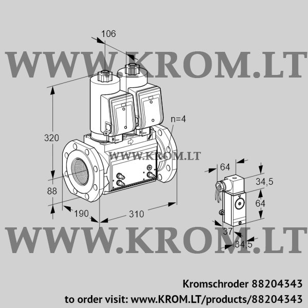 Kromschroder VCS 7T80A05NNQGRB/MMPM/P4PP, 88204343 double solenoid valve, 88204343