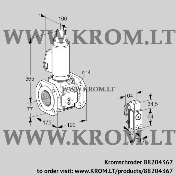 Kromschroder VAS 6T65A05LQSLB/3-/4-, 88204367 gas solenoid valve, 88204367