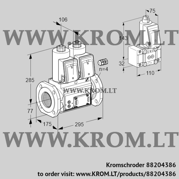 Kromschroder VCS 665F05NNWR3E/PPB-/PPPP, 88204386 double solenoid valve, 88204386