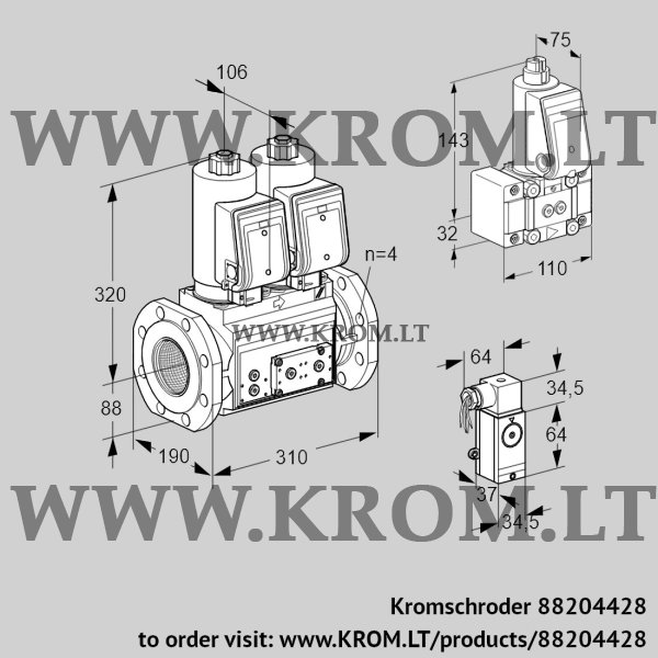 Kromschroder VCS 7T80A05NNWSRE/3-P4/PPB-, 88204428 double solenoid valve, 88204428