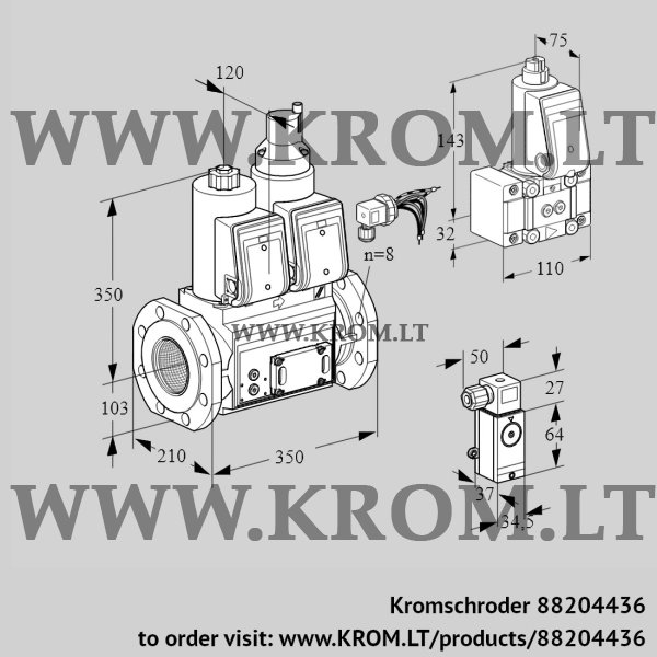 Kromschroder VCS 8100F05NLWRE/PPB-/P3PP, 88204436 double solenoid valve, 88204436