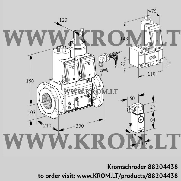 Kromschroder VCS 8100F05NLWRE/PPZ-/P3PP, 88204438 double solenoid valve, 88204438