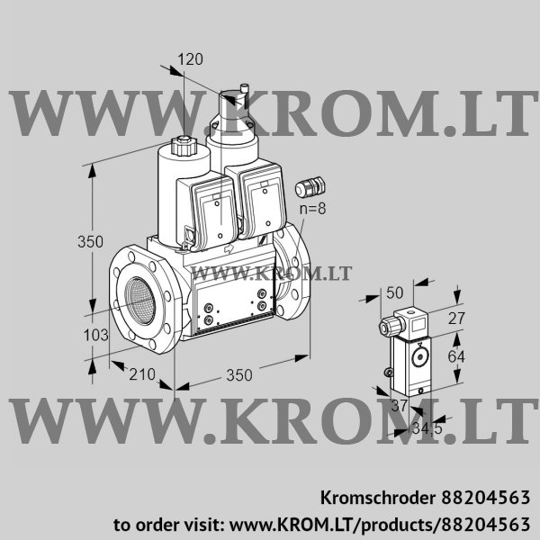 Kromschroder VCS 8100F05NLWR3B/PPPP/P2MP, 88204563 double solenoid valve, 88204563