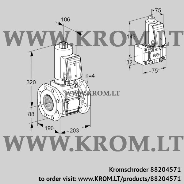 Kromschroder VAS 7T80A05NQSRE/B-/VP, 88204571 gas solenoid valve, 88204571