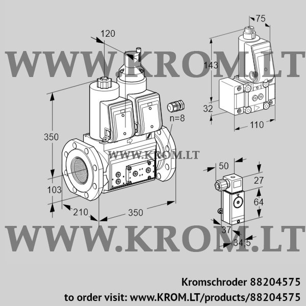 Kromschroder VCS 8100F05NLWR3E/PPPP/2-B-, 88204575 double solenoid valve, 88204575