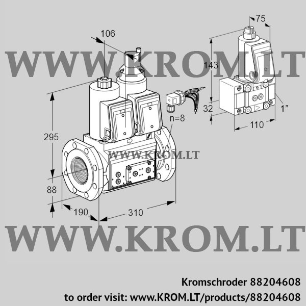 Kromschroder VCS 780F05NLWRE/PPPP/PPZ-, 88204608 double solenoid valve, 88204608